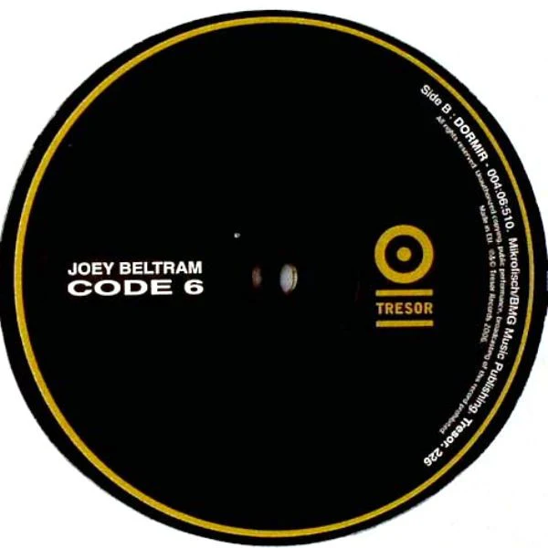 JOEY BELTRAM, Code 6 (Tresor; Tresor. 226, Germany 2006, Plain Sleeve) 12" /G+ - Image 2