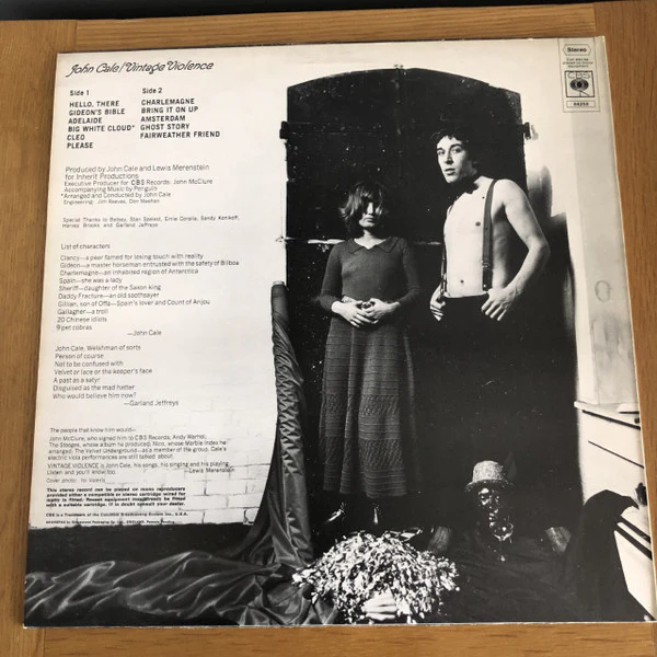 JOHN CALE, Vintage Violence (CBS Sunburst; 64256, UK 1974) LP G/VG - Image 2