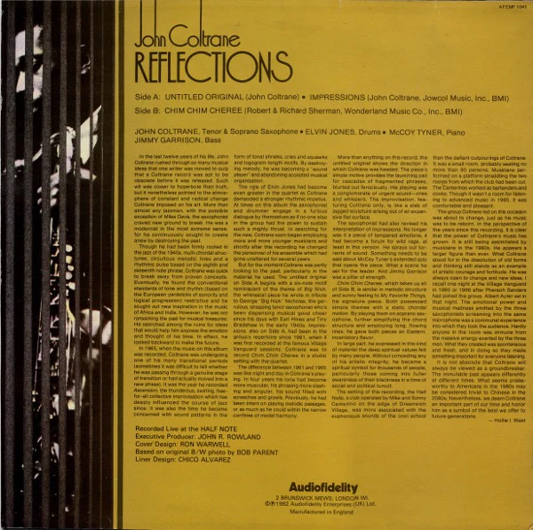 JOHN COLTRANE, Reflections (Audiofidelity; AFEMP1041, UK 1982) LP G+/VG - Image 2