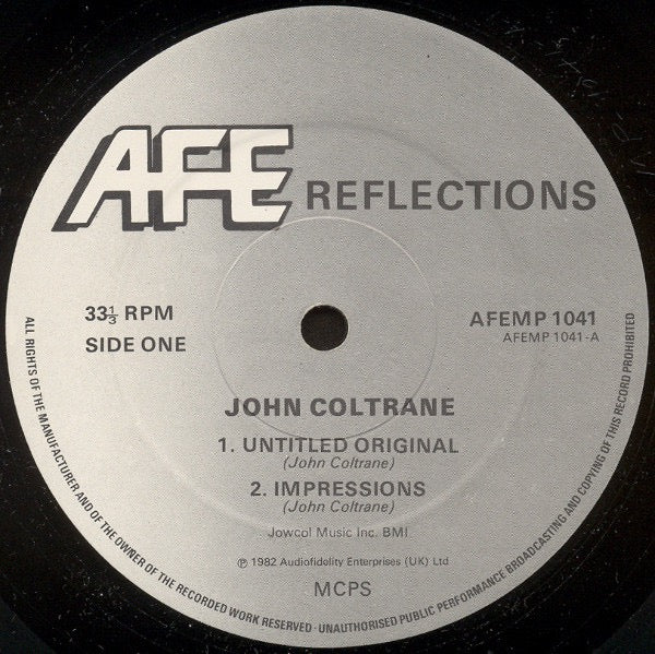 JOHN COLTRANE, Reflections (Audiofidelity; AFEMP1041, UK 1982) LP G+/VG - Image 3