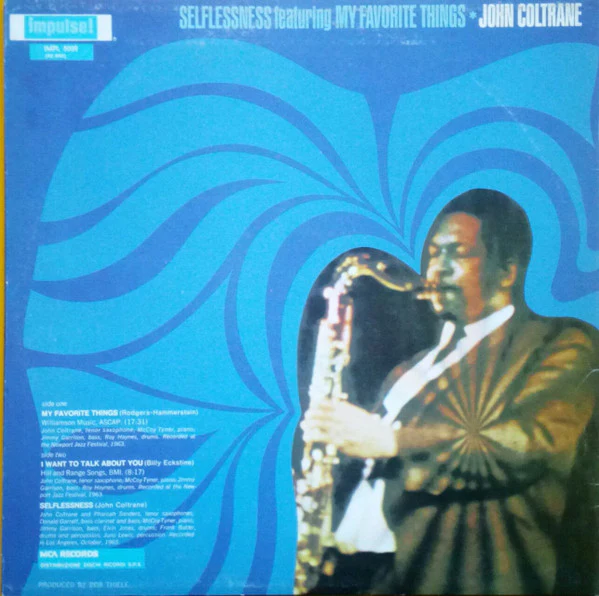 JOHN COLTRANE, Selflessness Featuring My Favorite Things (Impulse! ; IMPL 5009, Italy 1976) LP G+/G+ - Image 2