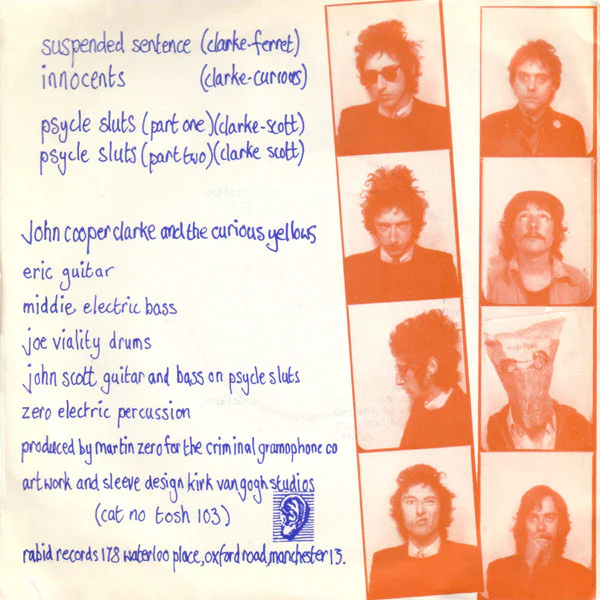 JOHN COOPER CLARK, Innocents E.P. (Rabid Records; TOSH 103, UK 1977, Gatefold) 7" EP VG/EX - Image 2