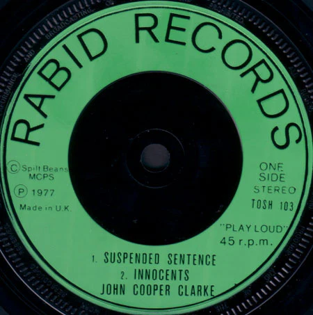 JOHN COOPER CLARK, Innocents E.P. (Rabid Records; TOSH 103, UK 1977, Gatefold) 7" EP VG/EX - Image 3