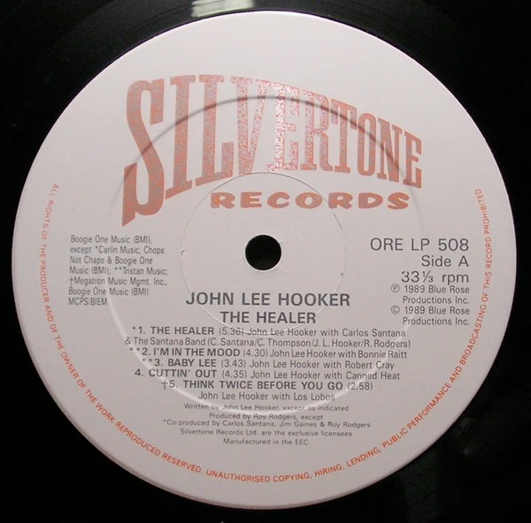 JOHN LEE HOOKER, The Healer (Silvertone; ORE LP 508, Europe 1989) LP VG+/VG+ - Image 3