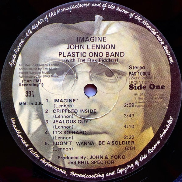 JOHN LENNON, Imagine (Apple Records; 7243 8 21580 1 1, Europe 1997 Reissue, Stickered Sleeve, Inner, NO Poster , NO Postcard) LP VG+/VG - Image 3