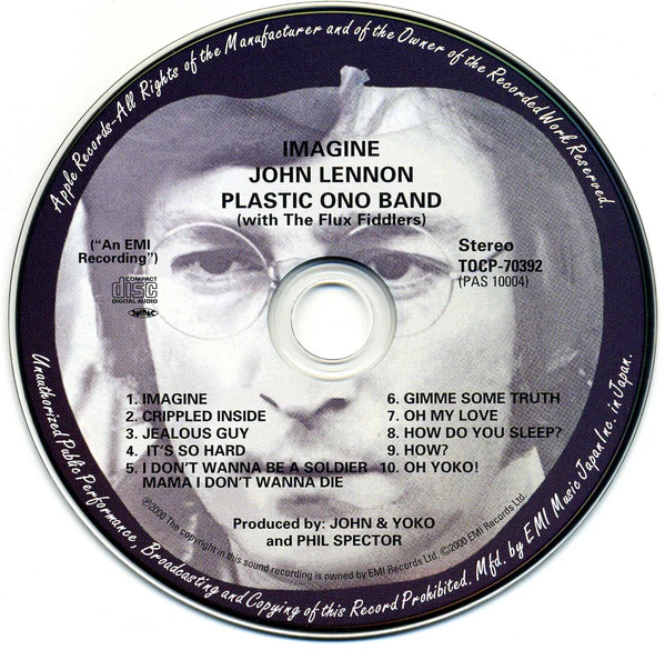 JOHN LENNON, Imagine (Apple Records; TOCP-70392, Japan 2007, Card Sleeve, Inner & Insert) CD VG+/VG+ - Image 3