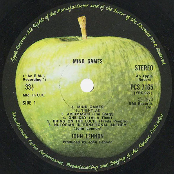 JOHN LENNON, Mind Games (Apple; PCS 7165, UK 1973, Inner, 1U/1U Matrix) LP VG/VG - Image 3
