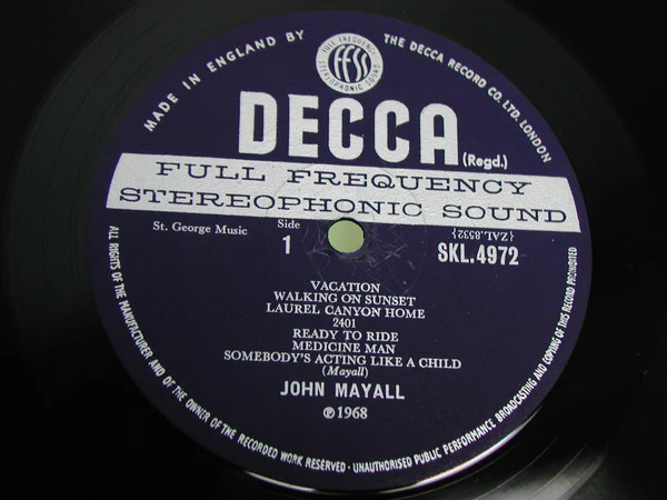 JOHN MAYALL, Blues From Laurel Canyon (Decca Unboxed Labels; SKL 4972, UK 1969 Reissue, Robert Stace Laminated Gatefold Sleeve With Indicator Hole & Small Decca Box On Front, Company Inner,  LP VG/G - Image 3