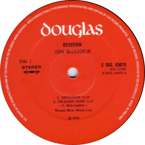 JOHN MCLAUGHLIN, Devotion (Douglas; S DGL 65075, UK 1972, Gatefold) LP VG/VG+ - Image 3