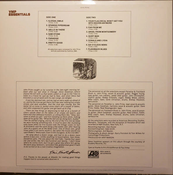 JOHN PRINE, John Prine (Atlantic / Vinyl Me, Please; RCV1 643610, US 2021 Reissue, Foil Stamped Pasteback Sleeve, Insert & Booket, Print, Orange Marble Vinyl, with Obi) LP VG+/VG+ - Image 2