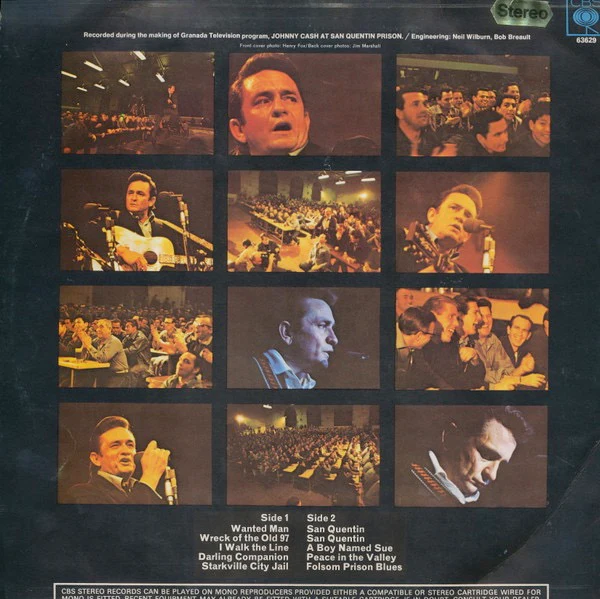 JOHNNY CASH, Johnny Cash At San Quentin (CBS Orange (33 1/3 On Label); 63629, UK 1969, Matt Sleeve, Stereo) LP G+/G+ - Image 2