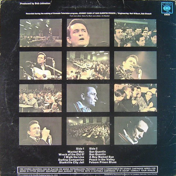JOHNNY CASH, Johnny Cash At San Quentin (CBS Orange (33 1/3 On Label); 63629, UK 1969, Laminated Front Sleeve, Stereo A1 or A2/B1 or B2) LP VG/VG - Image 2
