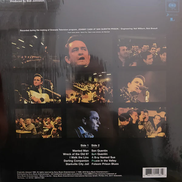 JOHNNY CASH, Johnny Cash At San Quentin (Sony Legacy; 88875111981, Europe 2015 Reissue, 180 Gram ) LP NEW/NEW - Image 2