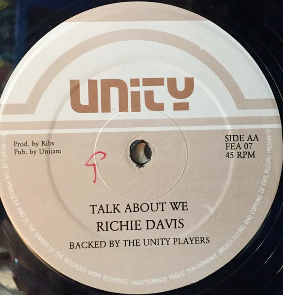 JOHNNY JOHNNY P / RICHIE DAVIS, Rude Boy / Talk About We (Unity sounds; FEA 07, UK 1988) 12" /VG