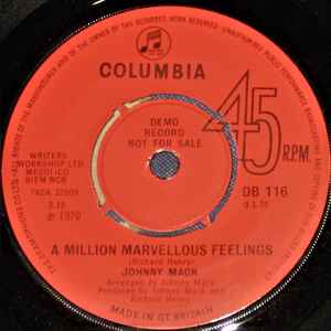JOHNNY MACK, Reggae All Night Long / A Million Marvelous Feelings (Columbia; DB 116, UK 1970, Promo, 4 prong centre) 7" /EX - Image 2