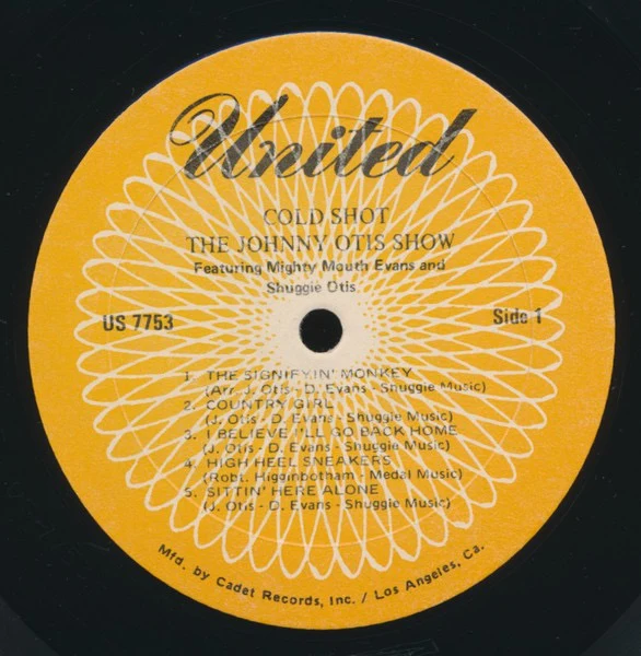 JOHNNY OTIS SHOW FEATURING MIGHTY MOUTH EVANS & SHUGGIE OTIS, Cold Shot! (United; US-7753, US Reissue, Pasteback Sleeve) LP VG/VG+ - Image 3