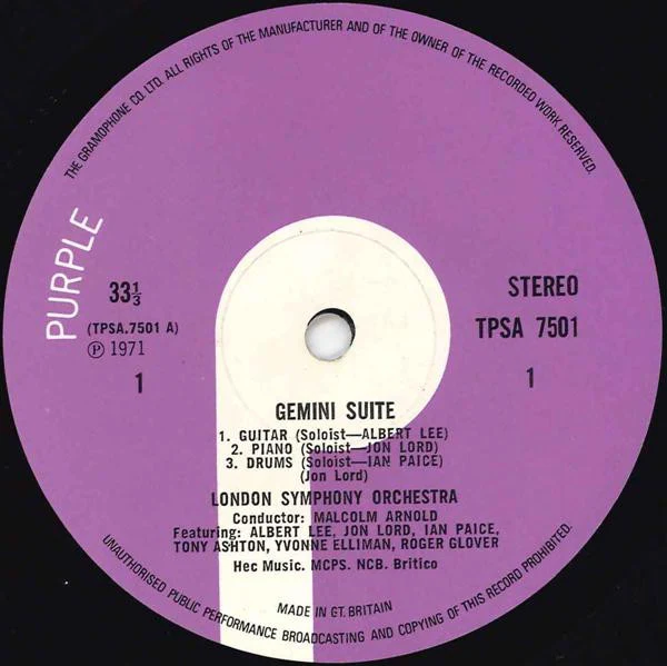 JON LORD, Gemini Suite (Purple; TPSA7501, UK 1971, Textured Gatefold Sleeve) LP VG+/VG - Image 3