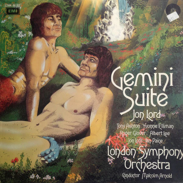 JON LORD, LONDON SYMPHONY ORCHESTRA, Gemini Suite (Purple Records; 1 C 062-92 817, Germany 1971, Laminated Gatefold Sleeve With Two Lines Of Text In Upper Right Corner Inside) LP VG/G+