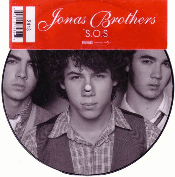 JONAS BROTHERS, S.O.S (Hollywood Records; 1775324, UK 2008, Title Stickered PVC Sleeve, Picture Disc, Not Numbered) 7" VG/VG+
