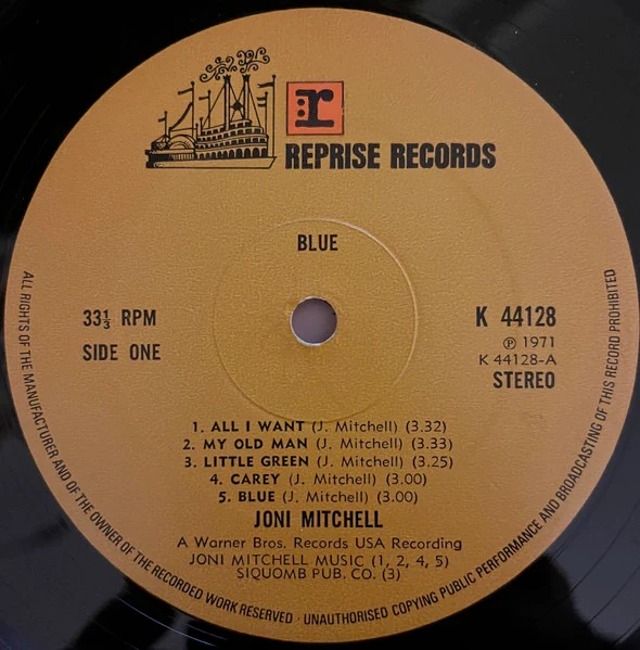 JONI MITCHELL, Blue (Reprise Tan, No WB Logo, No Made In UK; K44128, UK 1971, Gatefold Textured Slv, Plain White Inner, A1/B1) LP G+/G - Image 3