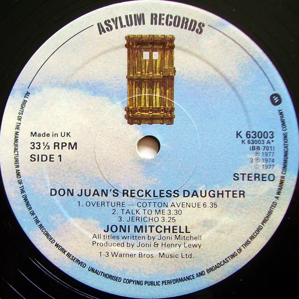 JONI MITCHELL, Don Juan's Reckless Daughter (Asylum Records  ; K63003, UK 1978 Reissue, Gatefold, 2 Inners) 2xLP VG/VG - Image 3