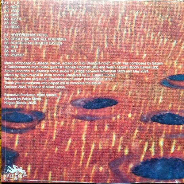 JOSEBA IRAZOKI, Gitarra Onomatopeikoa II (Hegoa Records; Heg012, Spain 2025, Card Sleeve, Sticker), SALE - Up to 50% Off the Original Price LP NEW/NEW - Image 2