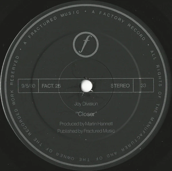 JOY DIVISION, Closer (Factory; FACT XXV, UK & Ireland 1983 Reissue, Inner, Carlton pressing) LP VG+/VG+ - Image 3