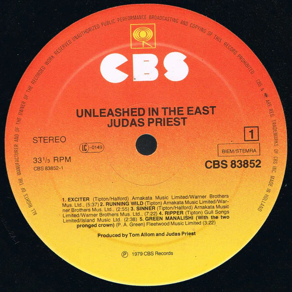 JUDAS PRIEST, Unleashed In The East (Live In Japan) (CBS Sunburst; CBS 83852, Europe 1979) LP VG/VG - Image 3