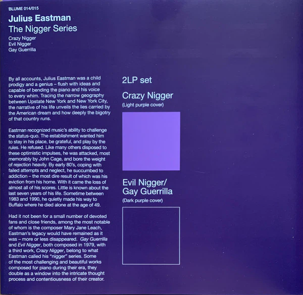 JULIUS EASTMAN, The Nigger Series (Blume ; 014 / 015, Italy 2018, Individual Sleeves Inside Wraparound Gatefold, Inners & Inserts With Obis, 180 Gram Audiophile Pressing, Purple Vinyl) 2xLP EX/EX - Image 2