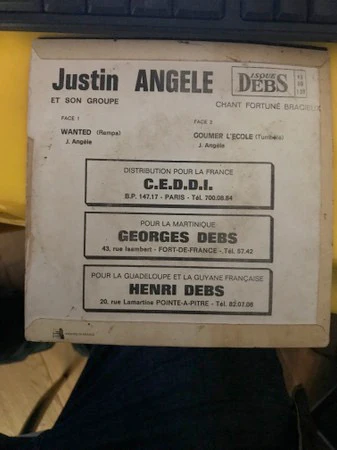 JUSTIN ANGELE ET SON GROUPE, Wanted / Goumer L'Ecole (Disques Debs; 45 DD 139, Guadeloupe 1980s, Laminated Front Flipback Sleeve) 7" VG/VG - Image 2