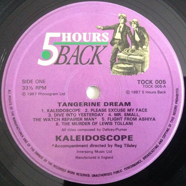 KALEIDOSCOPE, Tangerine Dream (5 Hrs Back; TOCK 005, UK 1987 Reissue) LP EX/EX - Image 3