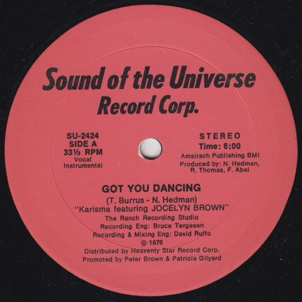 KARISMA FEATURING JOCELYN BROWN, Got You Dancing (Sound Of The Universe Record Corp.; SU-2424, US ) 12" /VG