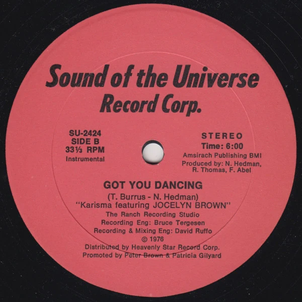 KARISMA FEATURING JOCELYN BROWN, Got You Dancing (Sound Of The Universe Record Corp.; SU-2424, US ) 12" /VG - Image 2