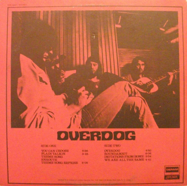 KEEF HARTLEY BAND, Overdog (Deram White and Brown; DES 18057, US 1971, Textured Gatefold Sleeve, Company Inner, Waddell Press) LP G+/G+ - Image 2