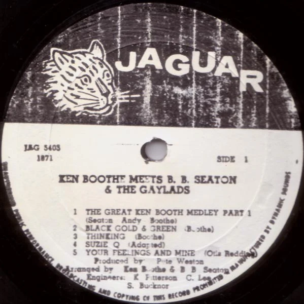 KEN BOOTHE MEETS B.B. SEATON & THE GAYLADS, The Great Ken Boothe Meets B.B. Seaton & The Gaylads (Jaguar; JAG 5405, Jamaica 1980s Reissue) LP VG+/VG - Image 3