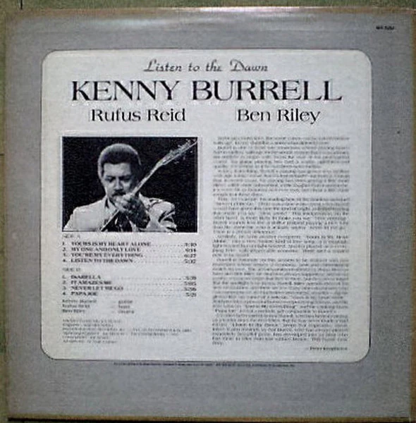 KENNY BURRELL, RUFUS REID, BEN RILEY, Listen To The Dawn (Muse Records; MR 5264, US 1983) LP G+/G+ - Image 2