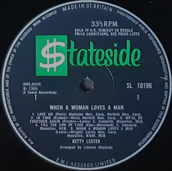 KETTY LESTER, When A Woman Loves A Man (Stateside; SL 10196, UK 1966, Mono) LP VG/VG - Image 3