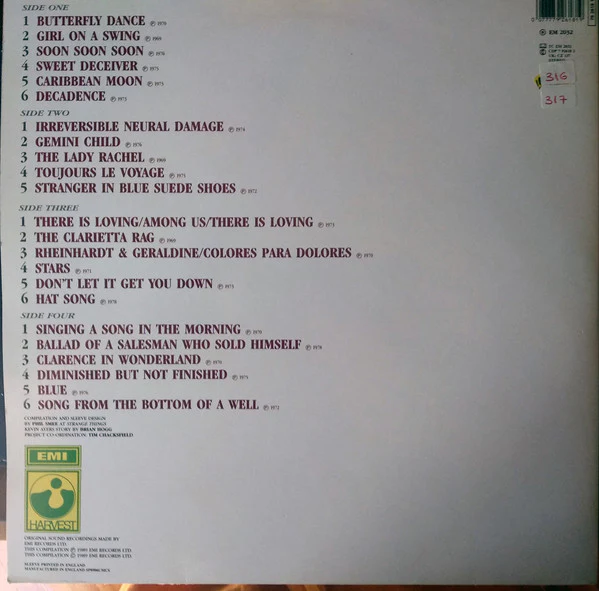 KEVIN AYERS, Banana Productions (The Best Of Kevin Ayers) (Harvest; EM 2032, Europe 1989, Gatefold) 2xLP VG/VG - Image 2