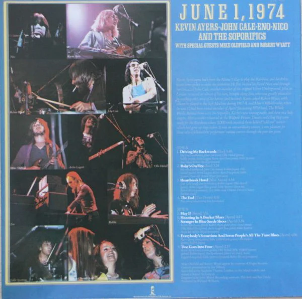 KEVIN AYERS, JOHN CALE, ENO & NICO, June 1, 1974 (Island Blue - Night and Day; ILPS 9291, UK 1980s Reissue, Black Inner) LP VG/VG+ - Image 2