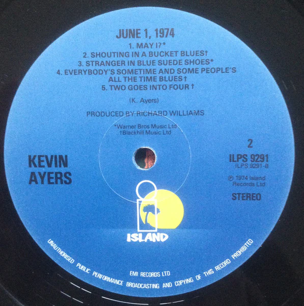 KEVIN AYERS, JOHN CALE, ENO & NICO, June 1, 1974 (Island Blue - Night and Day; ILPS 9291, UK 1980s Reissue, Black Inner) LP VG/VG+ - Image 3