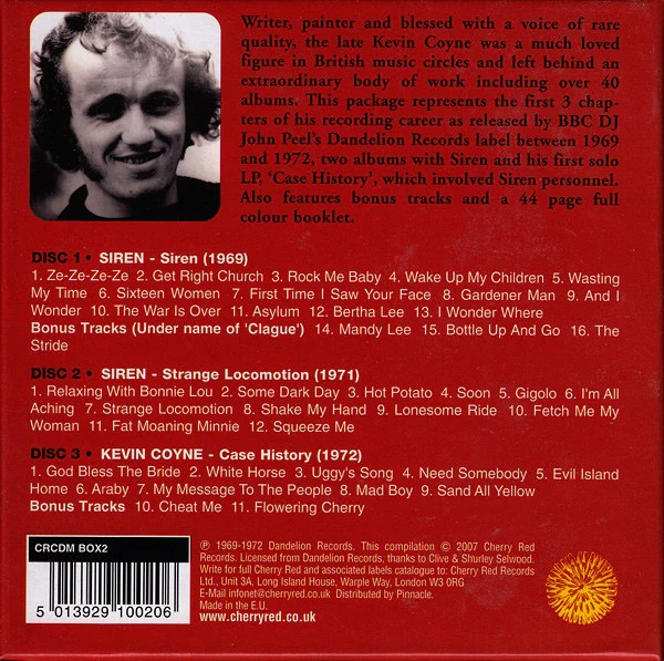 KEVIN COYNE WITH SIREN, Dandelion Years 1969-1972 (Cherry Red; CRCDM BOX2, UK 2007, Box Set, 3 Inners & Booket) 3xCD VG+/VG+ - Image 2