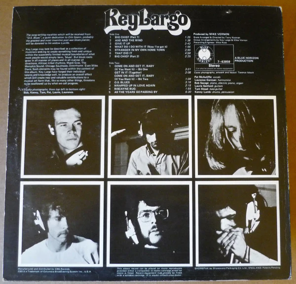 KEY LARGO, Key Largo (Blue Horizon; 7-63859, UK 1970) LP VG/VG - Image 2