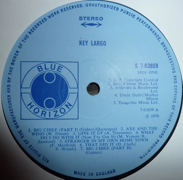 KEY LARGO, Key Largo (Blue Horizon; 7-63859, UK 1970) LP VG/VG - Image 3