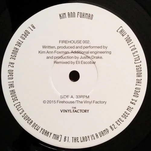KIM ANN FOXMAN, Open The House (Firehouse; FIREHOUSE 002, US 2015, Picture Sleeve, Black Inner) 12" VG+/VG+ - Image 2
