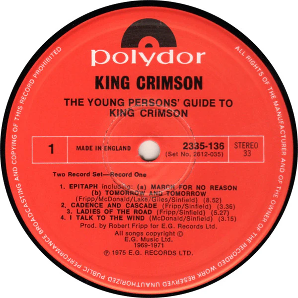 KING CRIMSON, The Young Persons' Guide To King Crimson (Polydor; 2612 035, UK , Gatefold, Booklet, Stereo) 2xLP VG/VG+ - Image 3
