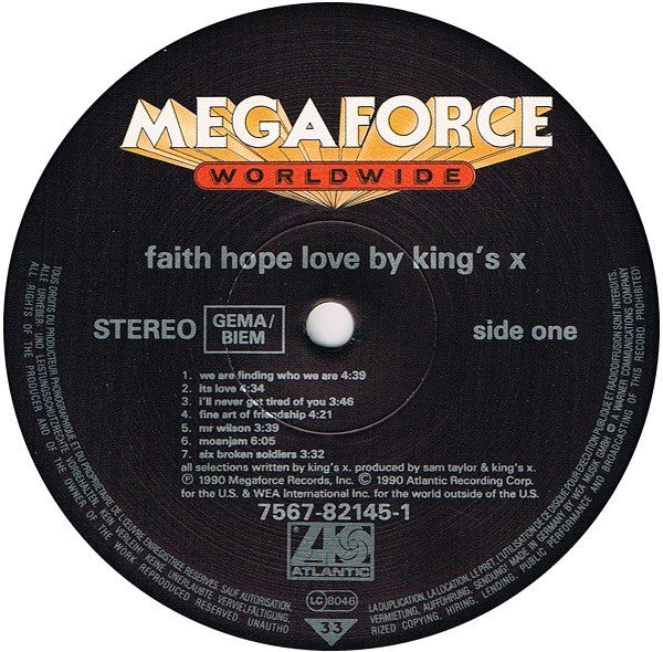 KINGS X, Faith Hope Love (Atlantic; 7567-82145, Europe 1990, Inner) LP VG/VG - Image 3