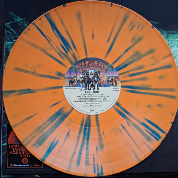 KISS, Love Gun (Casablanca; 06025 377 537-4, Europe 2014, Two Part Paper Love Gun, Tangerine/Aqua Splatter Vinyl), SALE - Up to 50% Off the Original Price  LP NEW/NEW - Image 3
