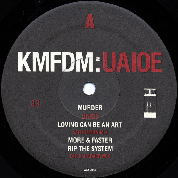 KMFDM, UAIOE (Wax Trax! Records; WAX 7083, US 1989, Insert) LP VG+/VG+ - Image 3
