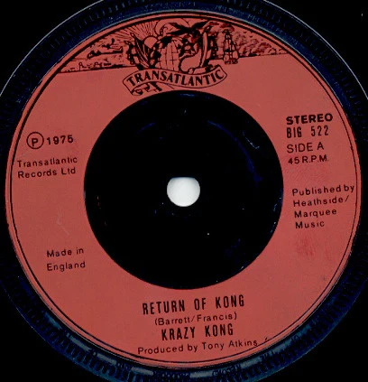 KRAZY KONG (WILD WILLY BARRETT), Return Of Kong / Bus Shelter Reggae (Transatlantic Records; BIG 522, UK 1975, Picture Sleeve, Solid Centre) 7" VG/VG+ - Image 3