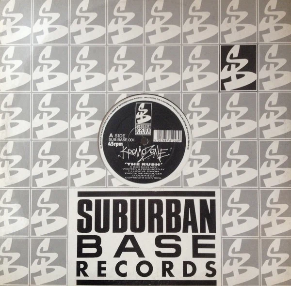KROMOZONE, The Rush (Sub Bass Mix) / The Rush (Dub Bass Mix) (Suburban Base Records; SUB BASE 001, UK 1991, Company Sleeve) 12" VG+/G+